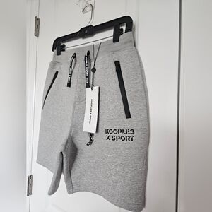 NWT The Kooples X Sport Neoprene Light Grey Shorts With Double Zip Size Small